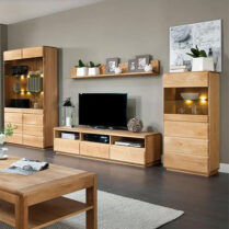 wooden elements for a living room set with a place for a TV