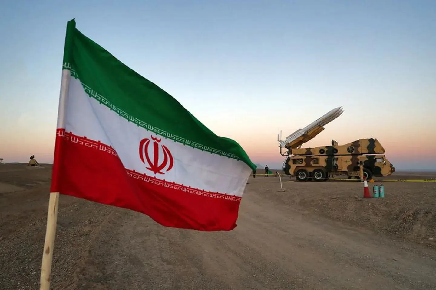 The Iranian flag and air missiles