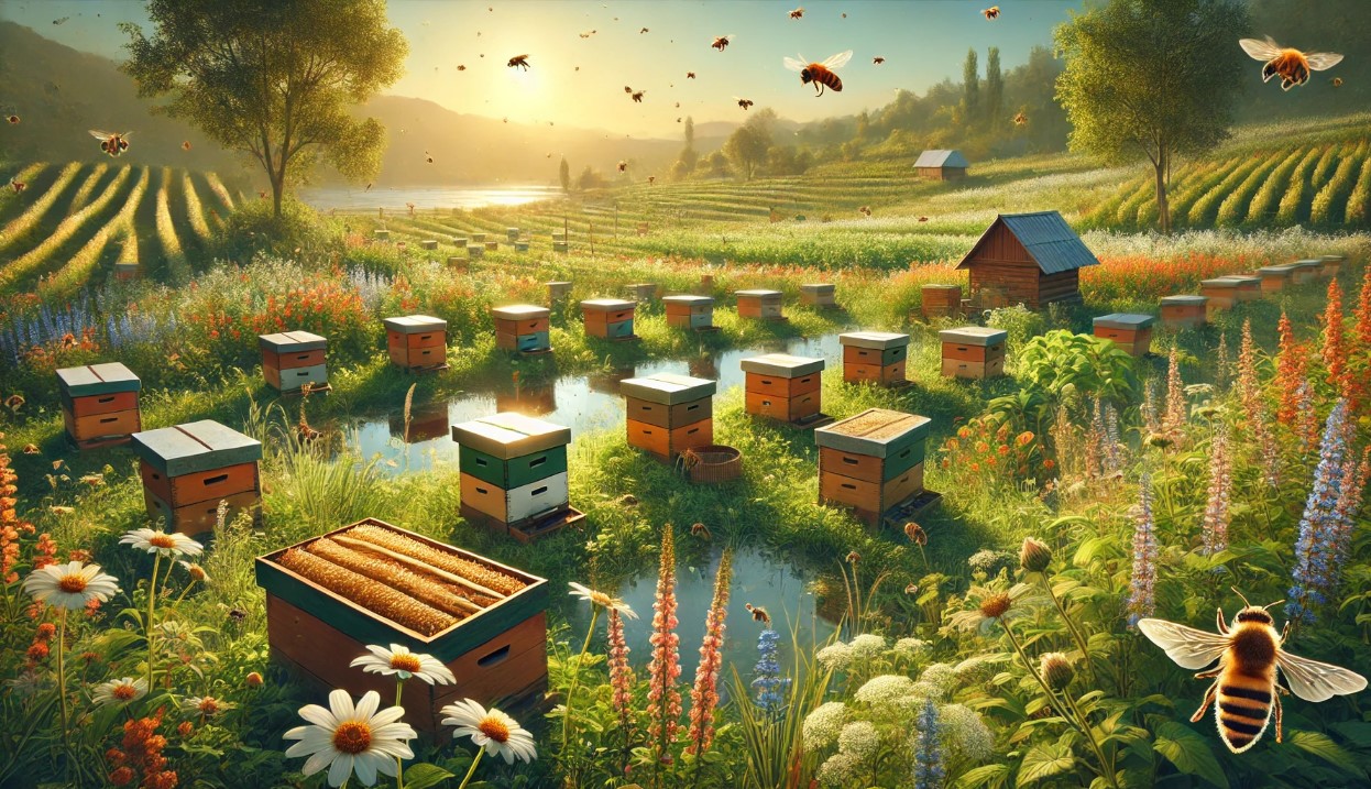 beehives with bees