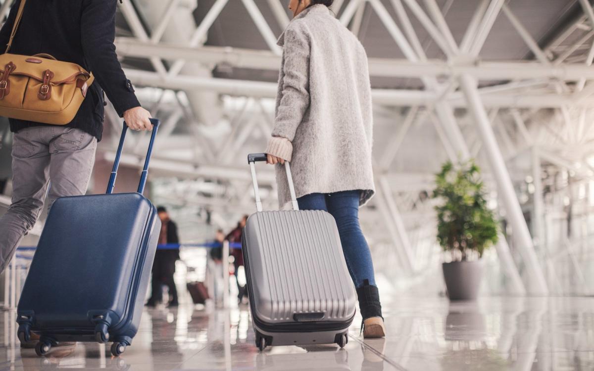 passenger suitcases at an airport