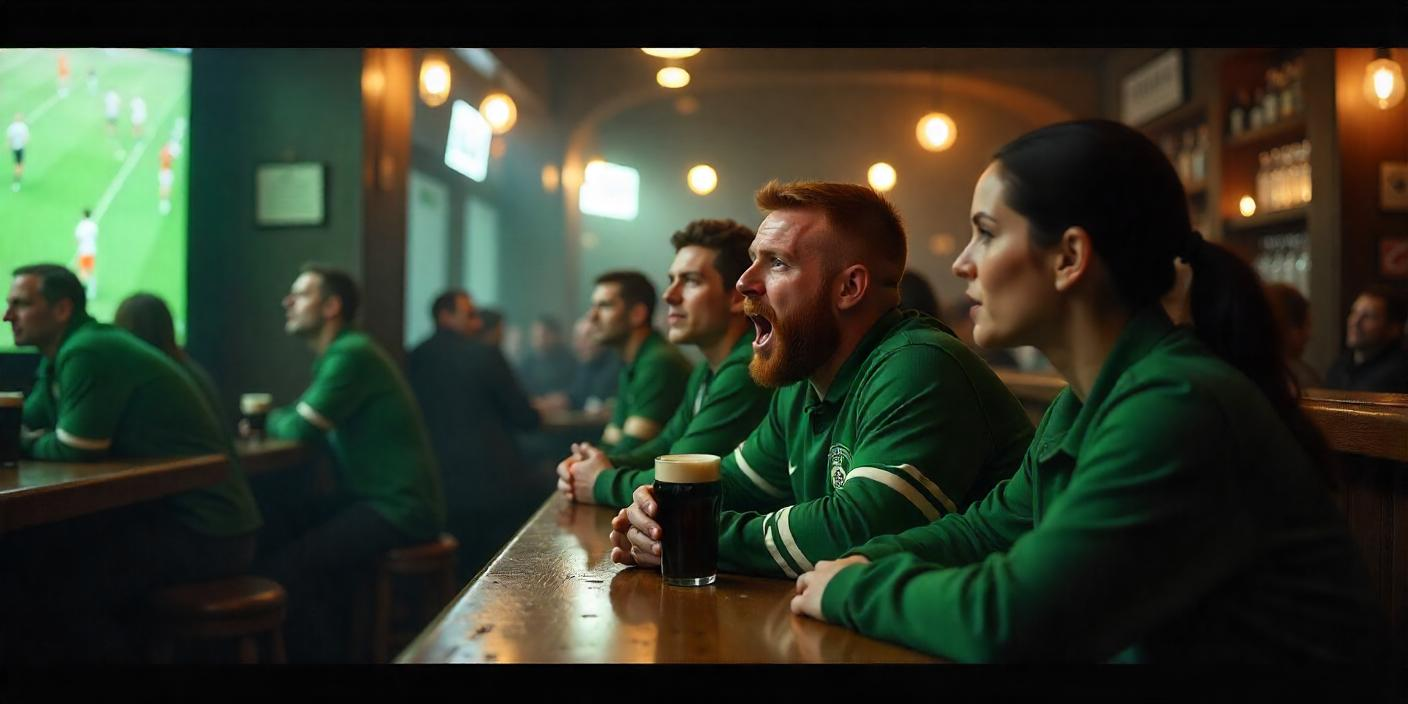 football fans watching a match in a bar