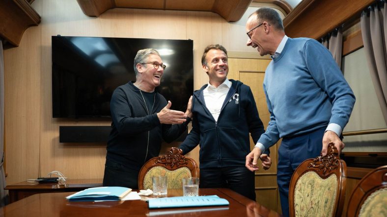 Macron, Merz and Starmer on a train to Ukraine